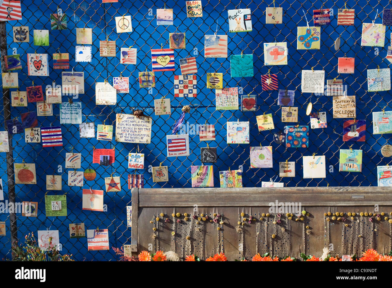 Il sito del World Trade Center a New York City, memoriale di coloro che sono morti e hanno sofferto nel terrore di Settembre 11 Foto Stock