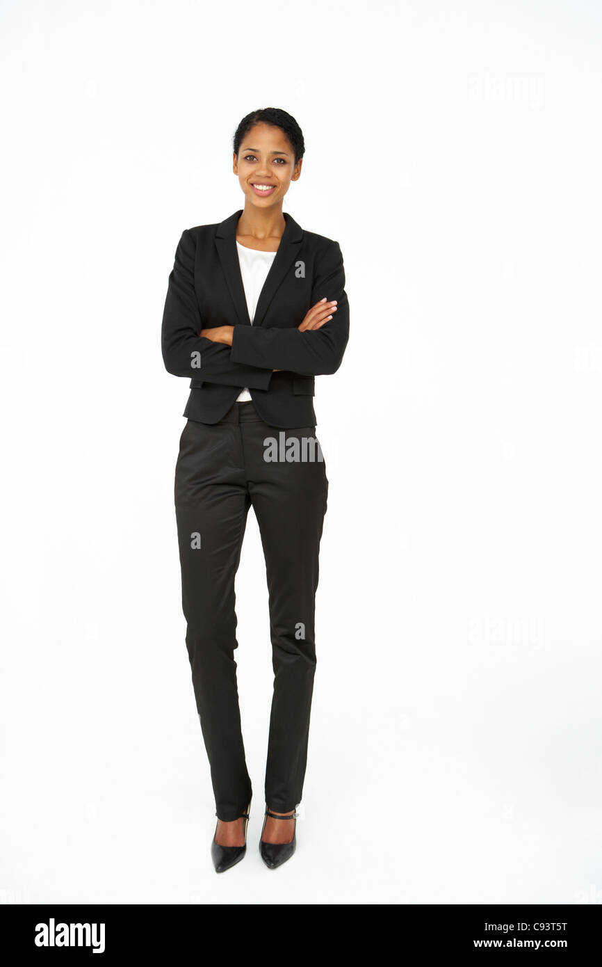 Ritratto di donna di affari in tuta Foto Stock