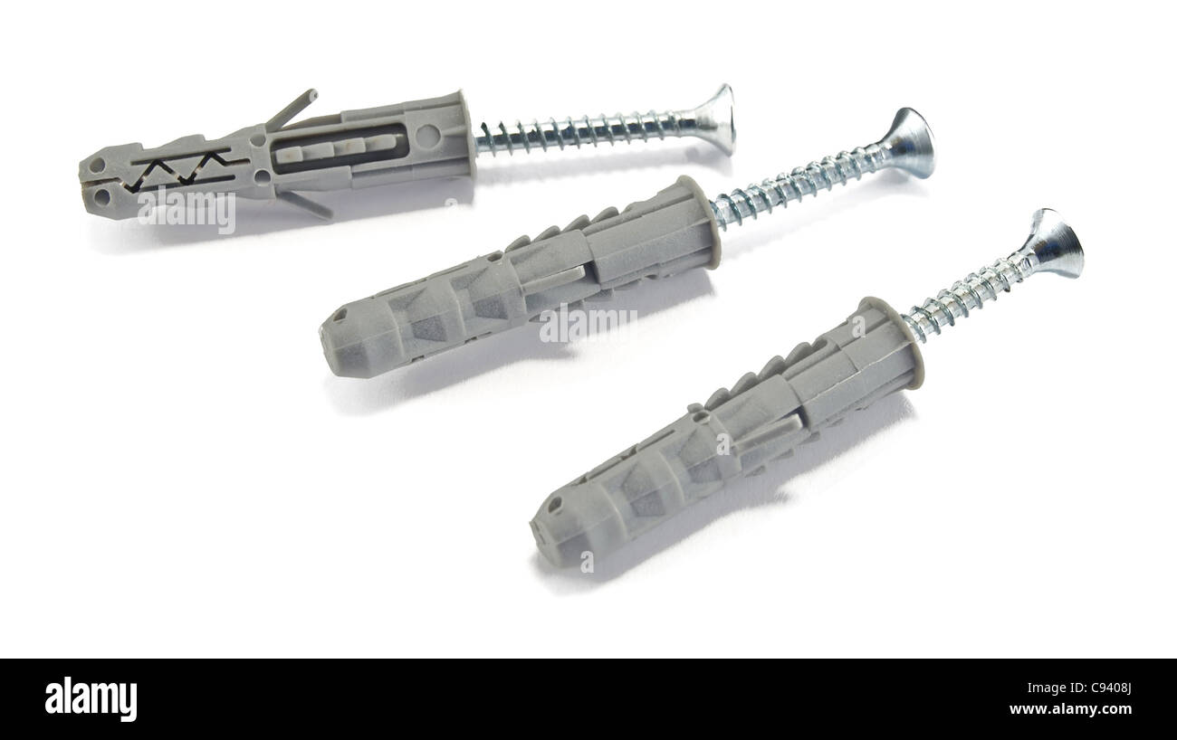 Tre vite è isolato su uno sfondo bianco Foto Stock