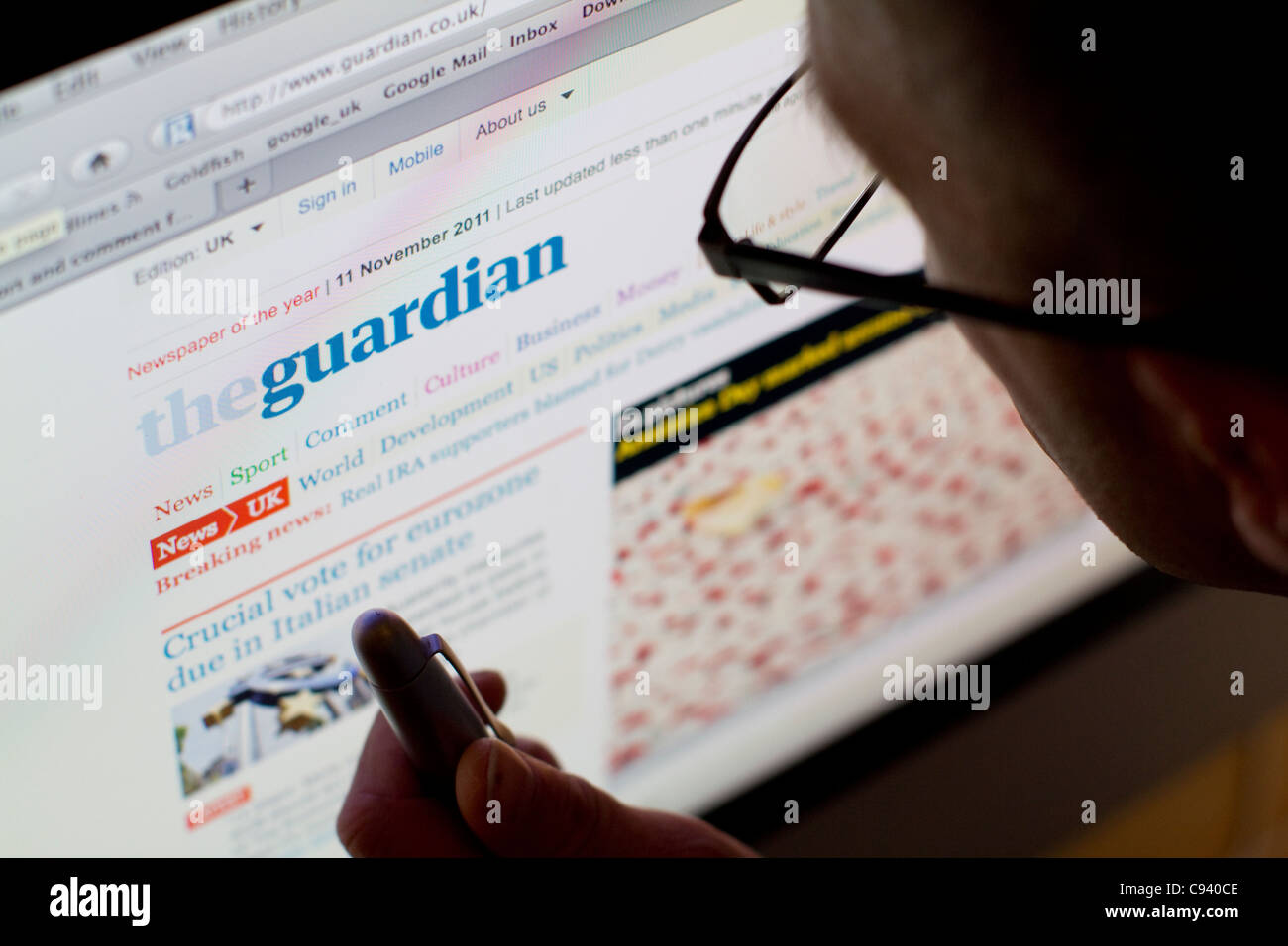 Sito internet di The Guardian REGNO UNITO basato giornale Foto Stock