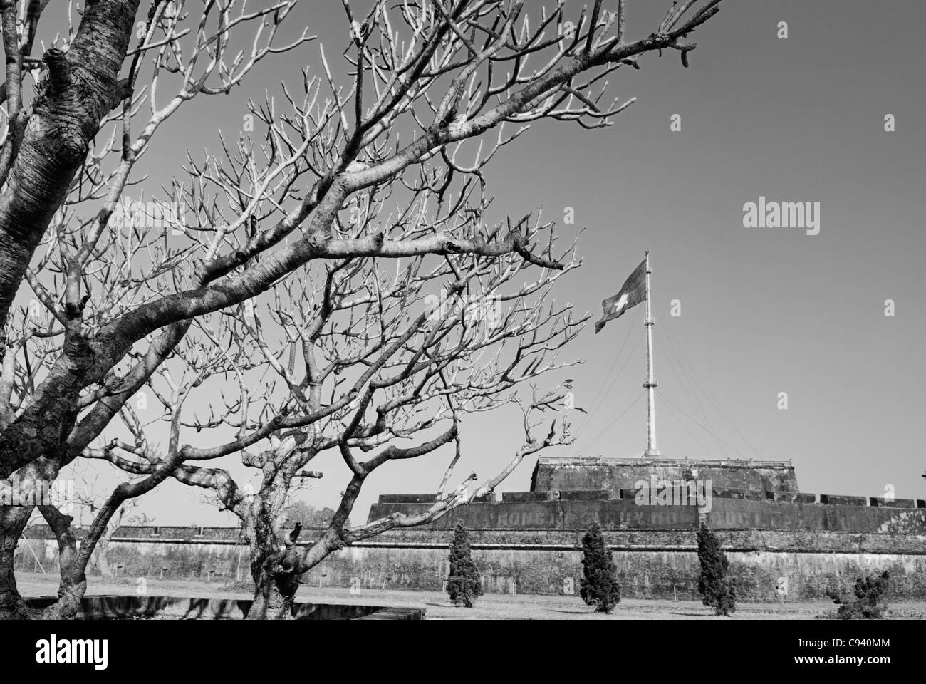 Asia, Vietnam, Tonalità. Torre di bandiera della cittadella. Designato un Sito Patrimonio Mondiale dell'UNESCO nel 1993, la tinta è onorato per il suo complesso Foto Stock