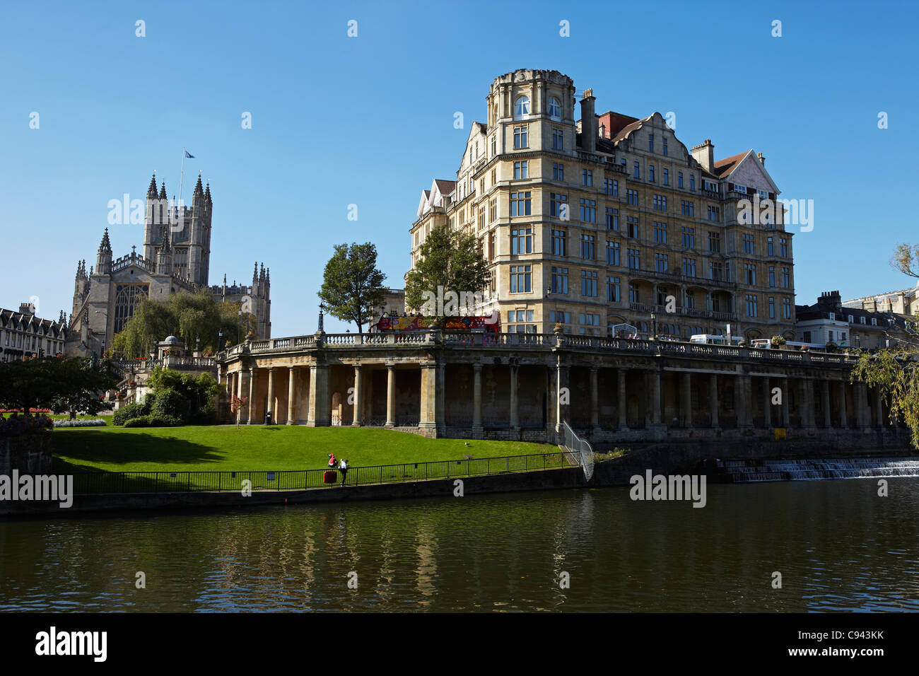 Abbazia di Bath e Abbey Hotel, bagno, England, Regno Unito Foto Stock