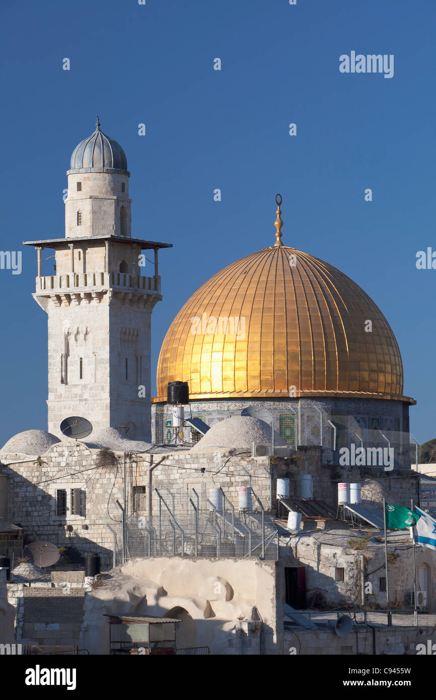 Skyline di Gerusalemme la città vecchia con la Cupola della roccia, Israele Foto Stock