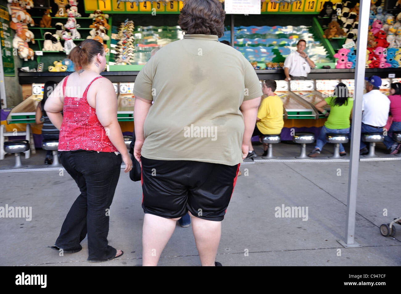 Il sovrappeso uomo e donna Foto Stock