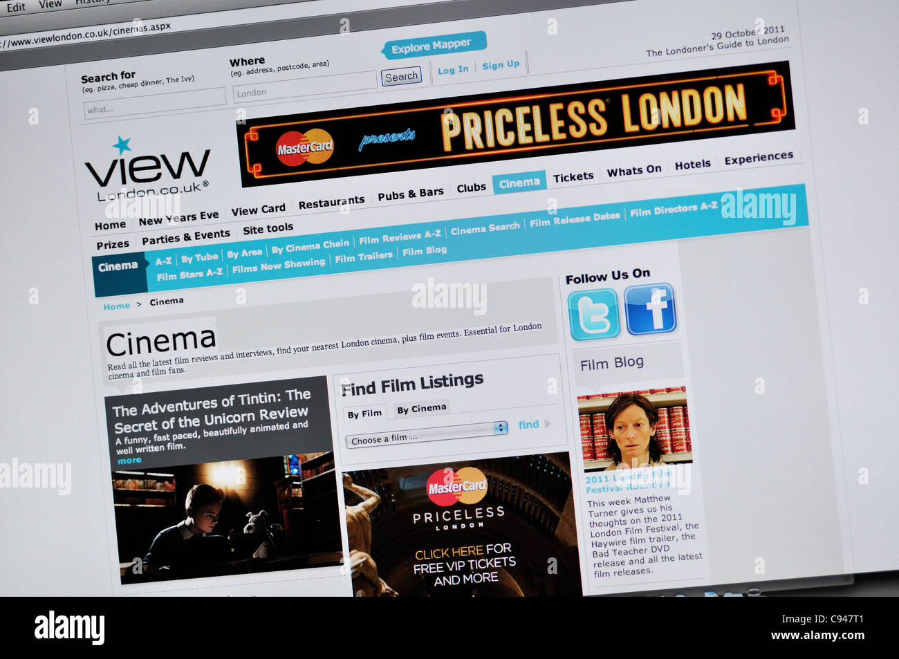 Viewlondon.co.uk sito web Foto Stock