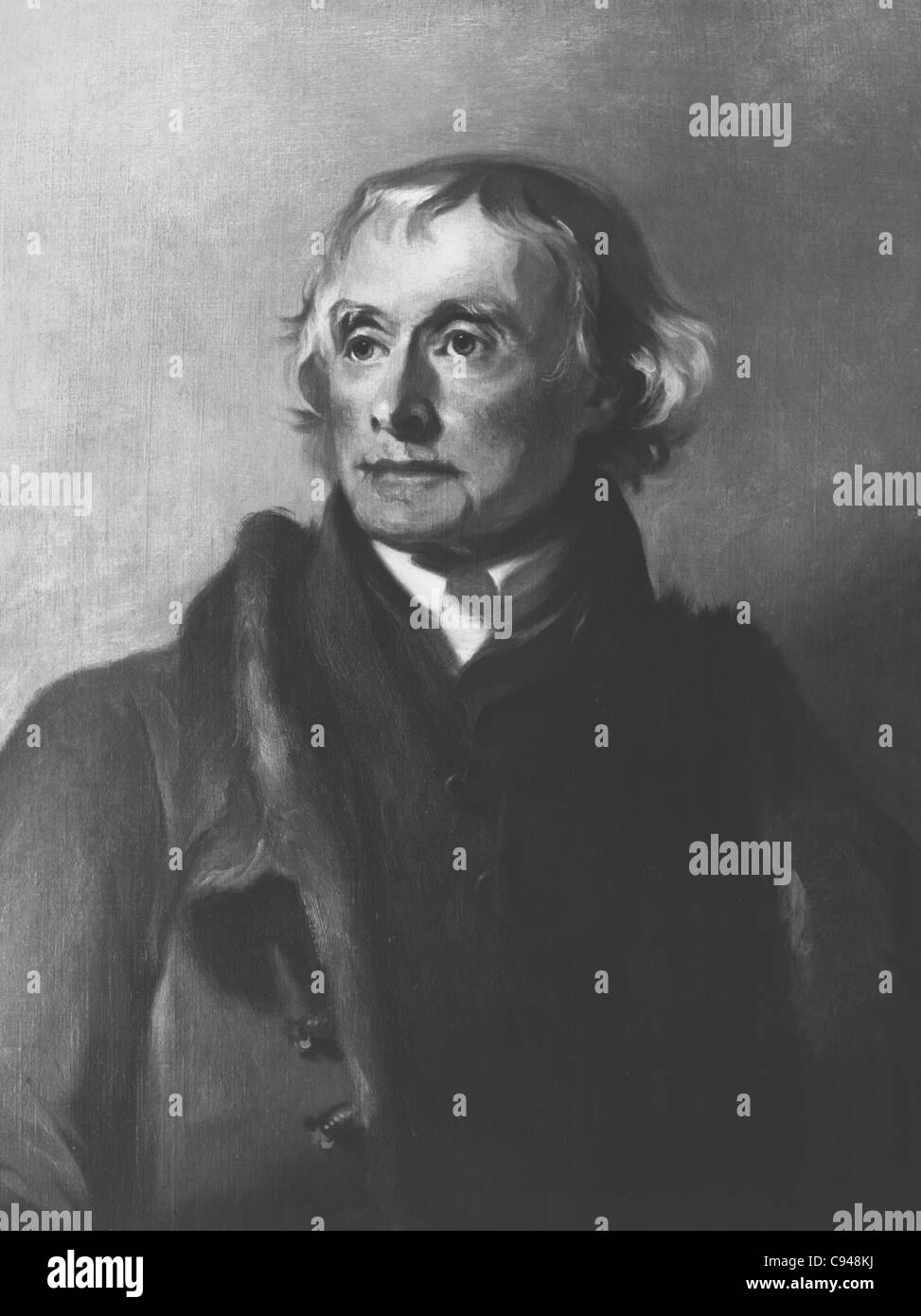 Ritratto d'epoca dello statista americano Thomas Jefferson (1743 - 1826) - il 3° presidente degli Stati Uniti (1801 - 1809). Foto Stock