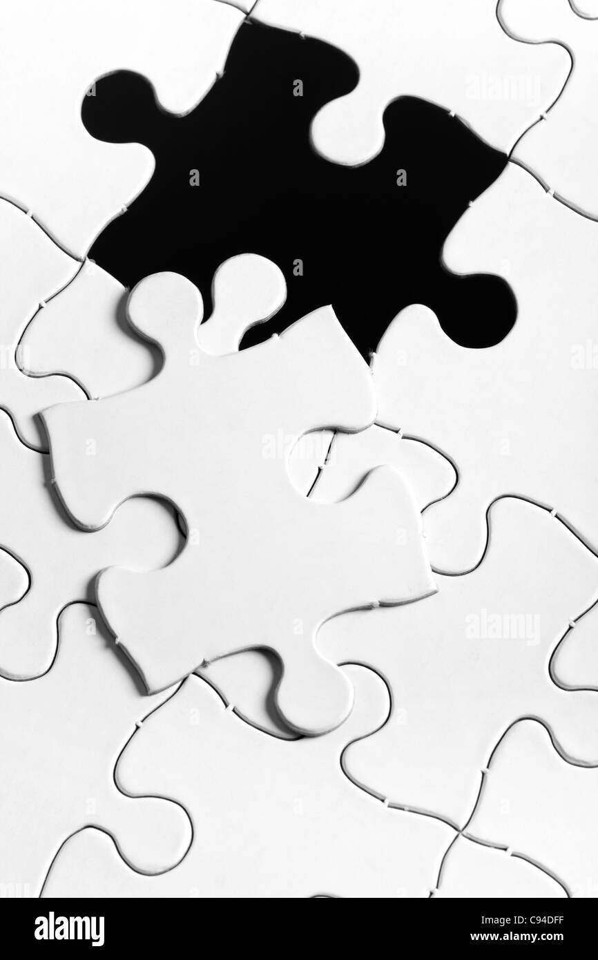 White Blank Puzzle, concetto aziendale di soluzione Foto Stock