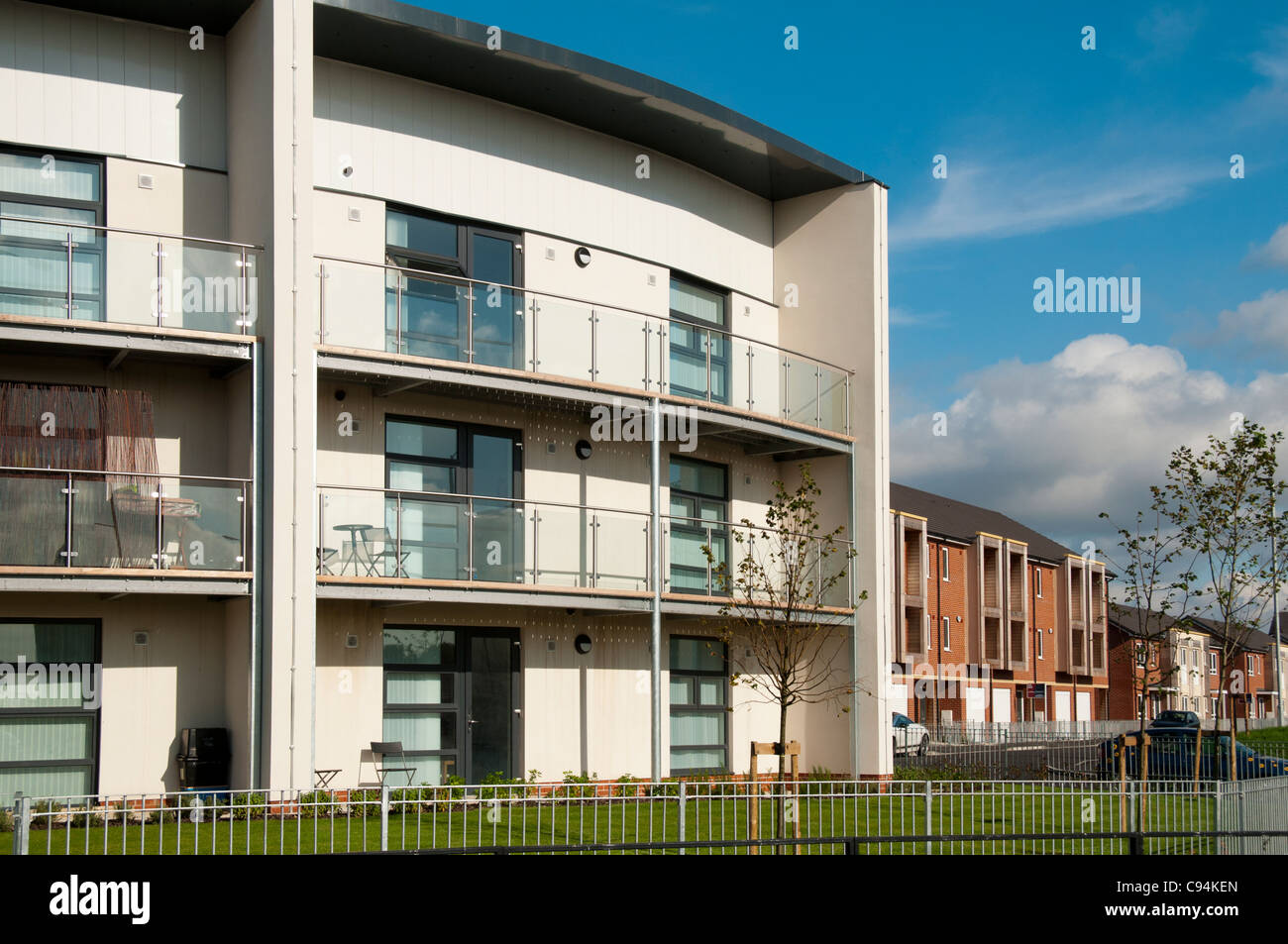 "Chiave", un moderno e contemporaneo alloggiamento di sviluppo da parte di Rowlinson. In Beswick, East Manchester, Inghilterra, Regno Unito Foto Stock