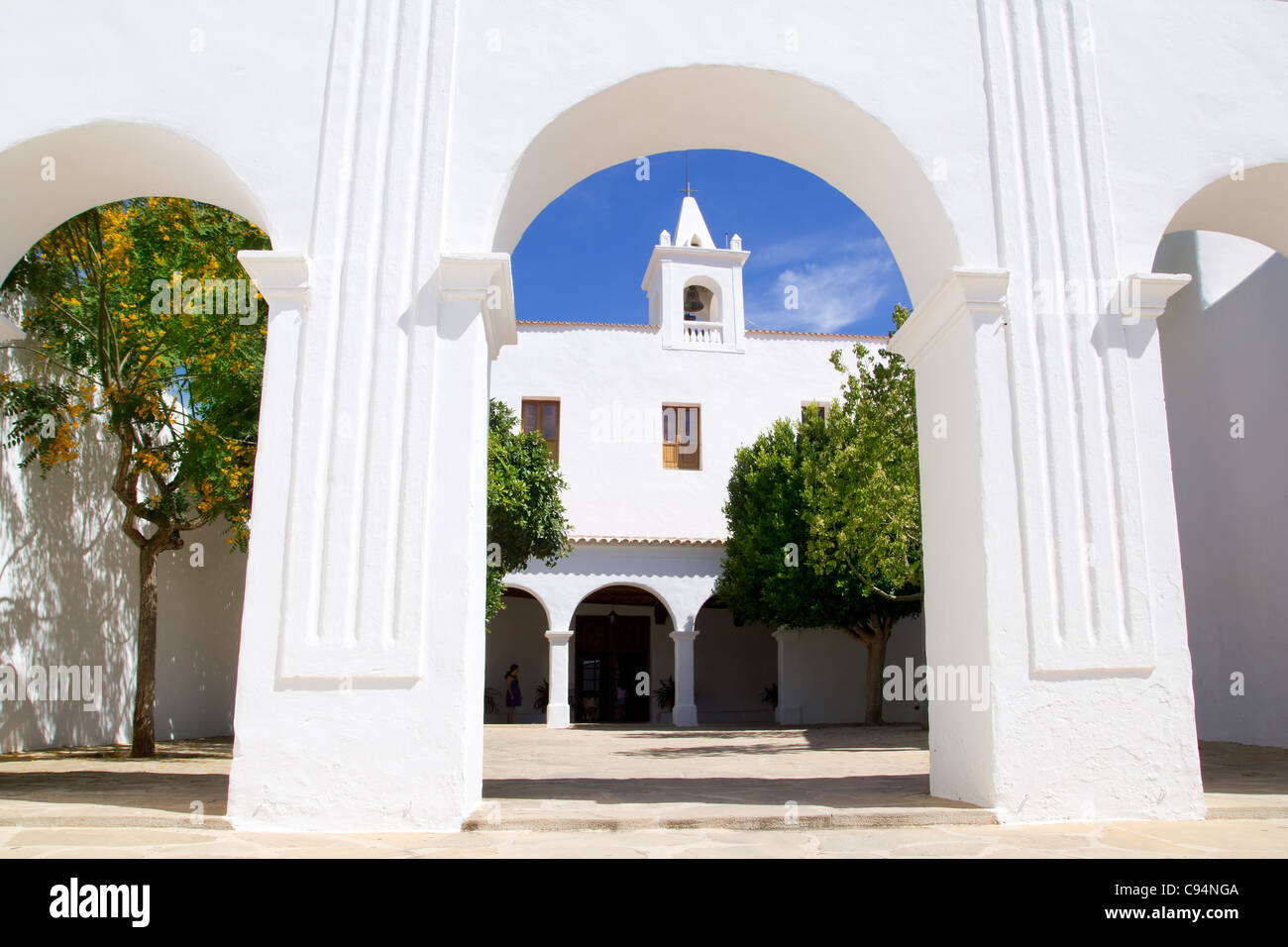 Ibiza San Miguel Sant Miquel de Balansat bianco chiesa del Mediterraneo Foto Stock