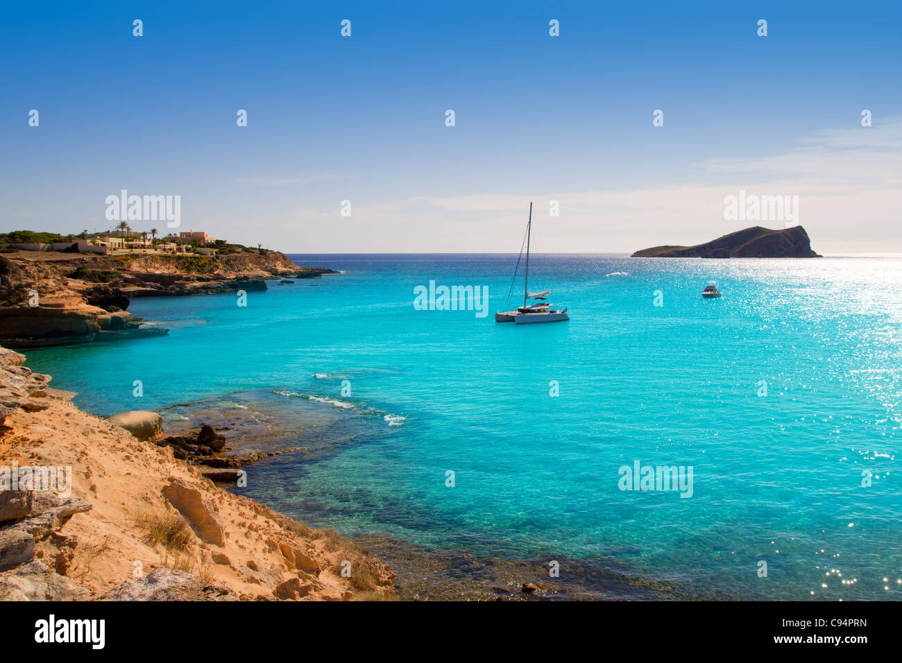 Ibiza Cala Conta Conmte in San Antonio turchese tramonto Foto Stock
