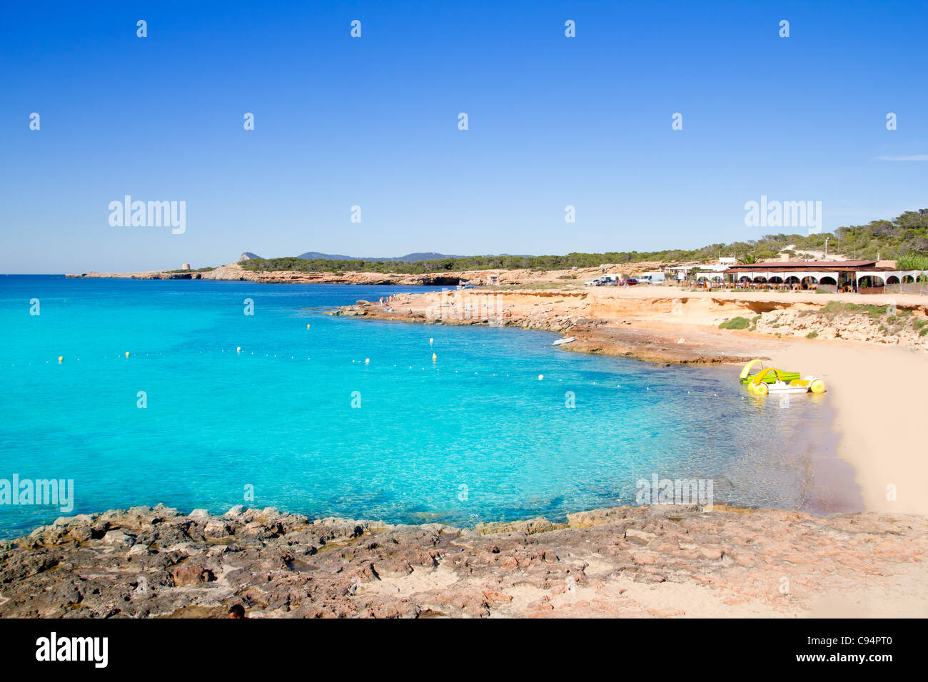 Ibiza Cala Conta Conmte in San Antonio acqua turchese Foto Stock