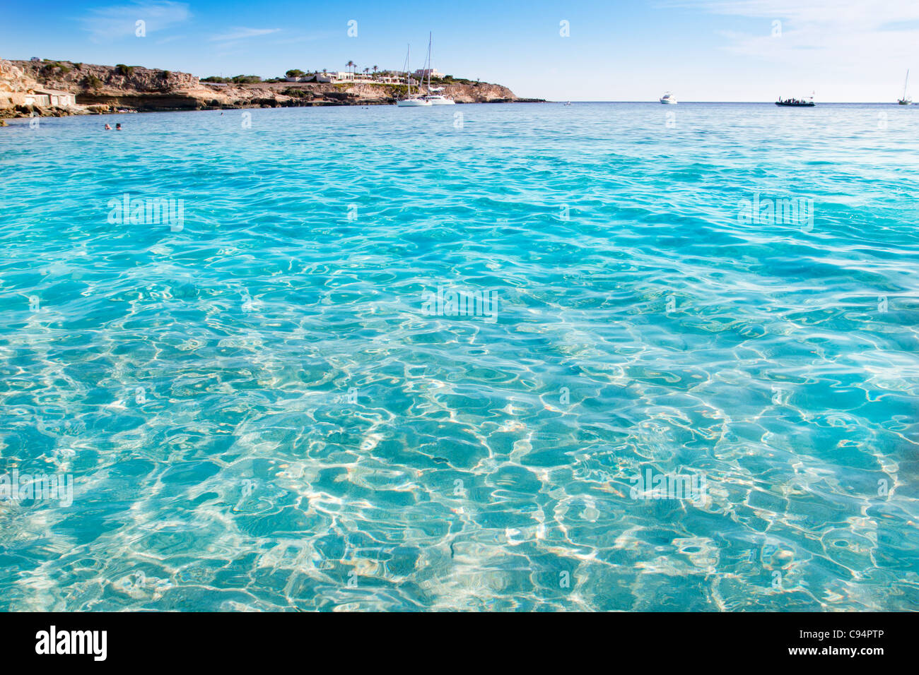 Ibiza Cala Conta Conmte in San Antonio truquoise acqua pulita Foto Stock