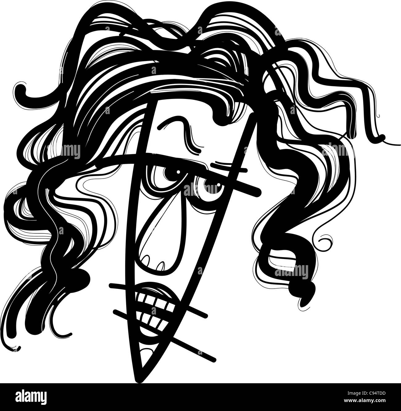 Disegno illustrativo di angry donna caricatura Foto Stock