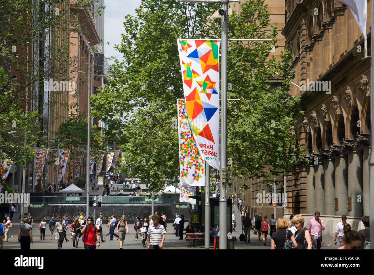 Città di Sydney felice natale 2011 banner di martin place,Sydney , Australia Foto Stock