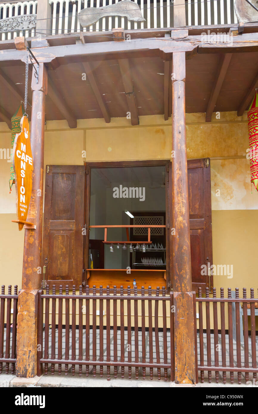 Il Mansion Cafe, street side cafe bar presso la storica a Forte Galle Sri Lanka Foto Stock