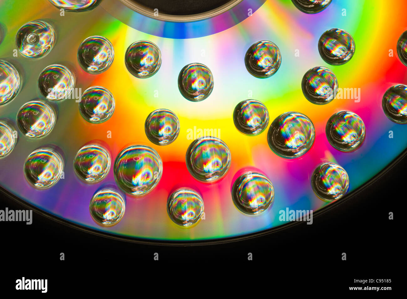 Colori arcobaleno bolla sul background del disco Foto Stock