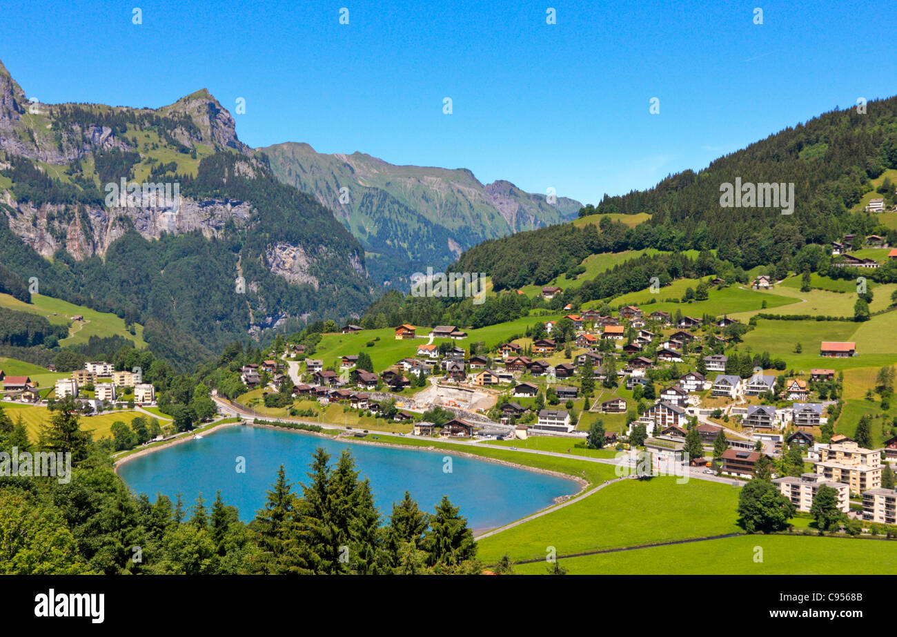 Vista aerea di Engelberg, Svizzera Foto Stock