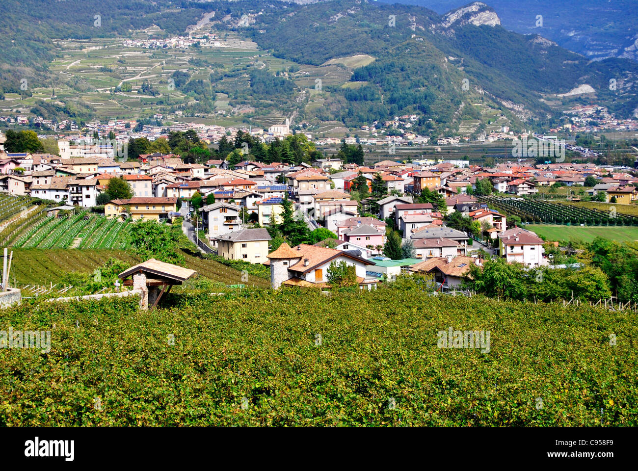 Vista panoramica sulla città di Trentino, Italia Foto Stock