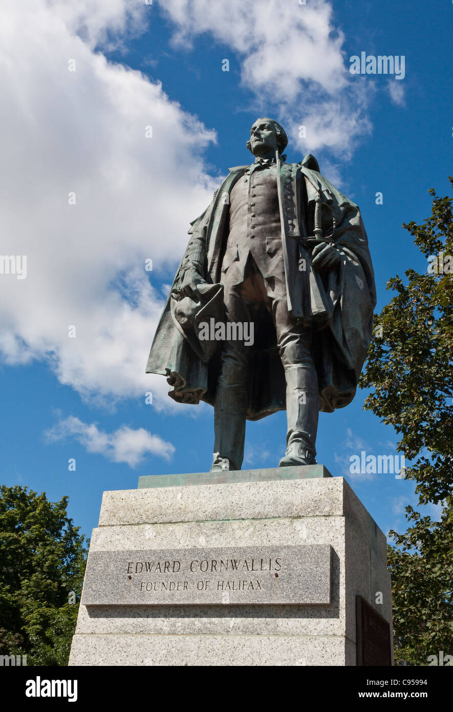 Statua di Edward Cornwallis, fondatore di Halifax. Foto Stock