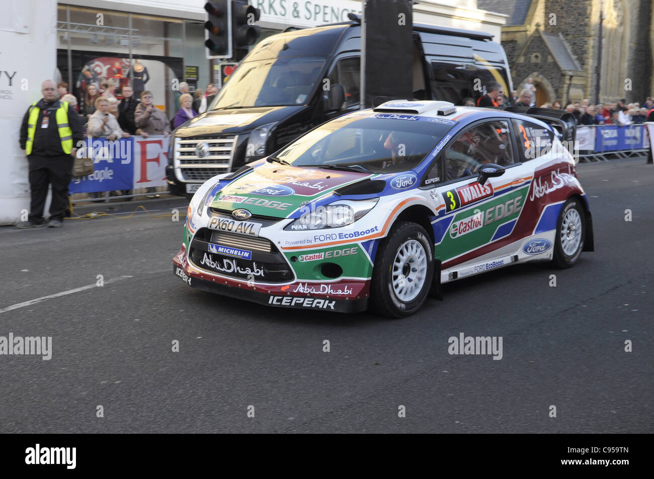 Rally Galles GB Rally Car al Campionato del Mondo Rally Foto Stock