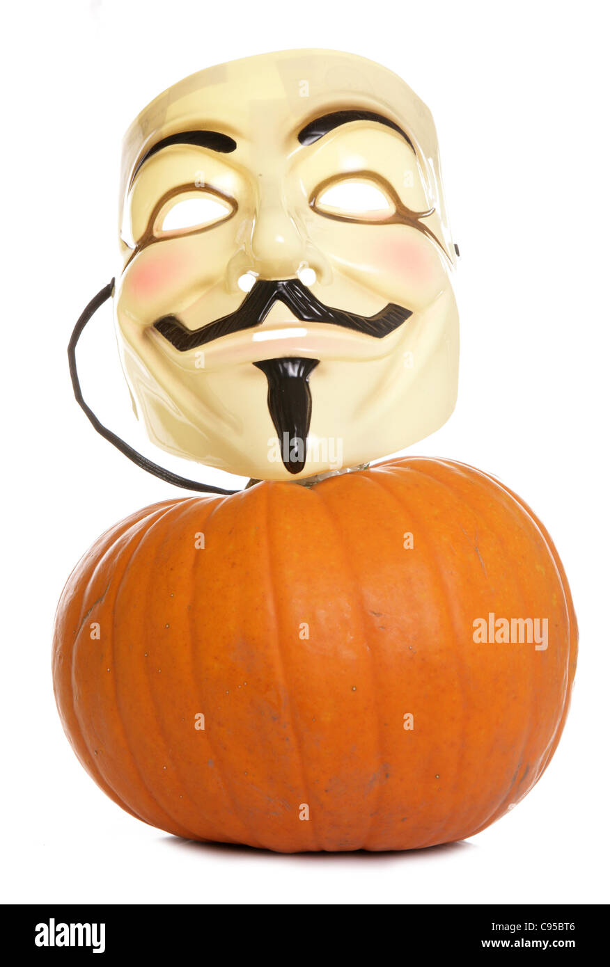 Zucca e Guy Fawkes studio maschera di ritaglio Foto Stock