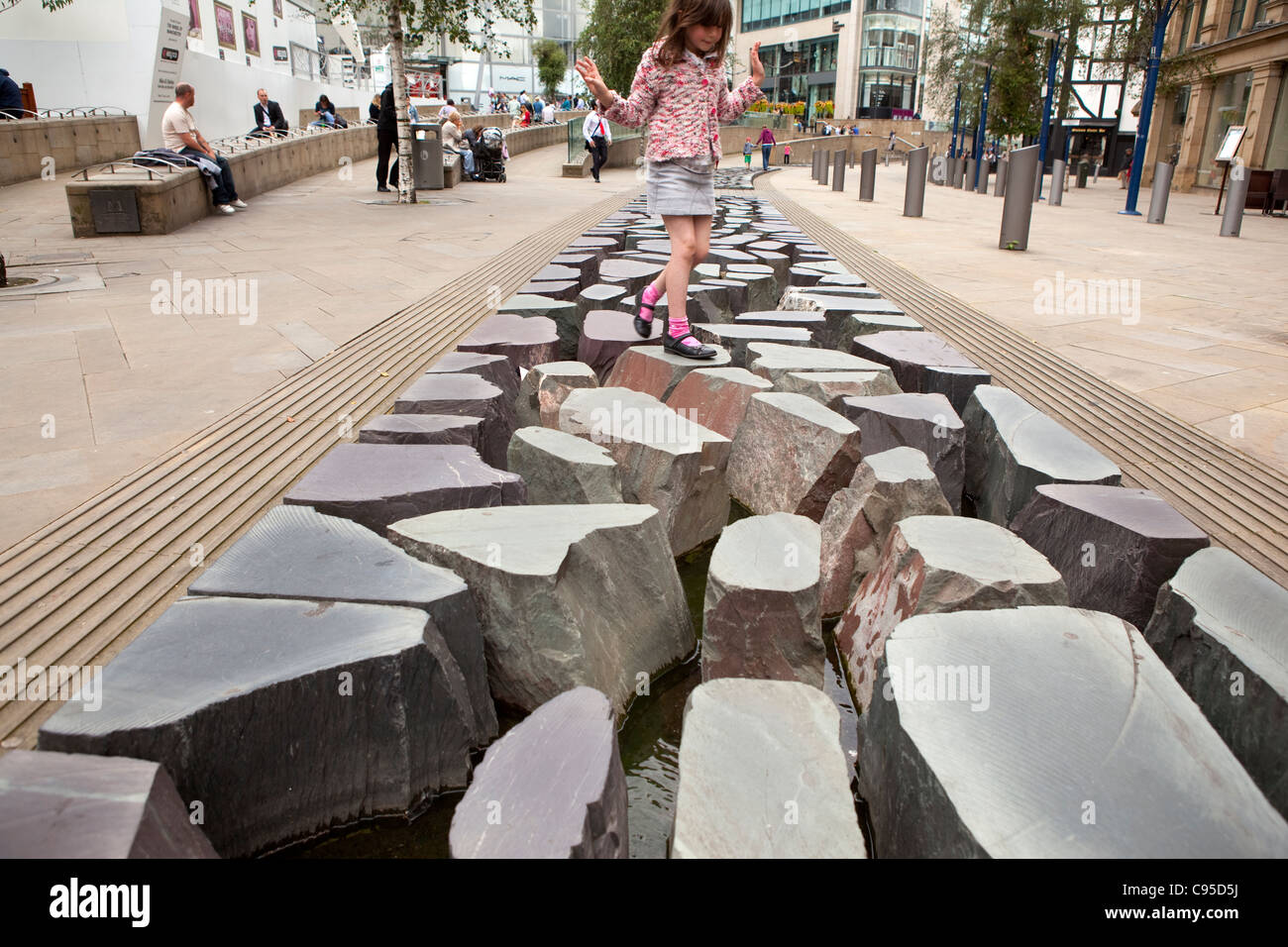 Exchange Square nel centro cittadino di Manchester. Foto Stock