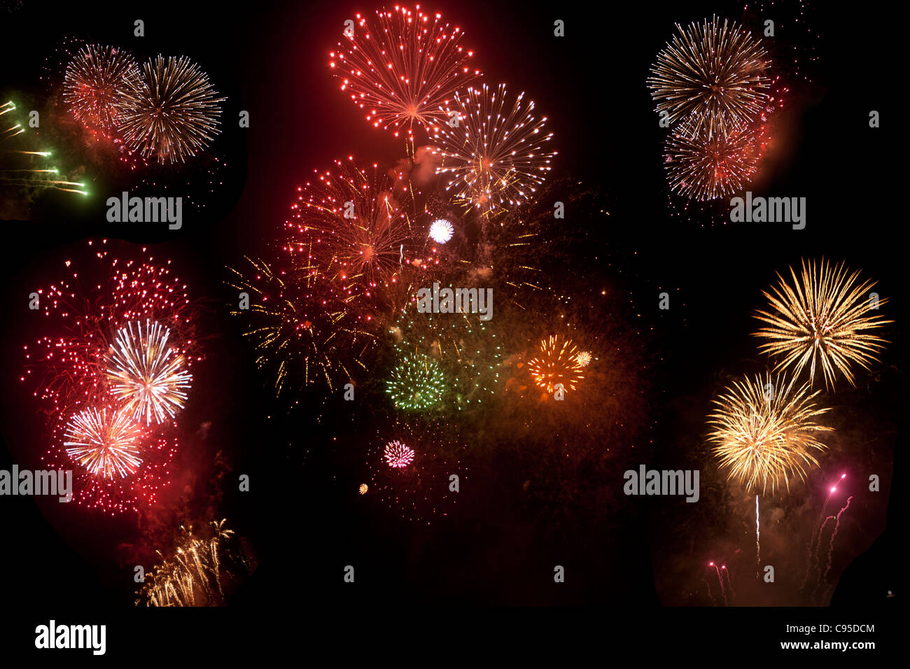 Fuochi d'artificio in Singapore Foto Stock