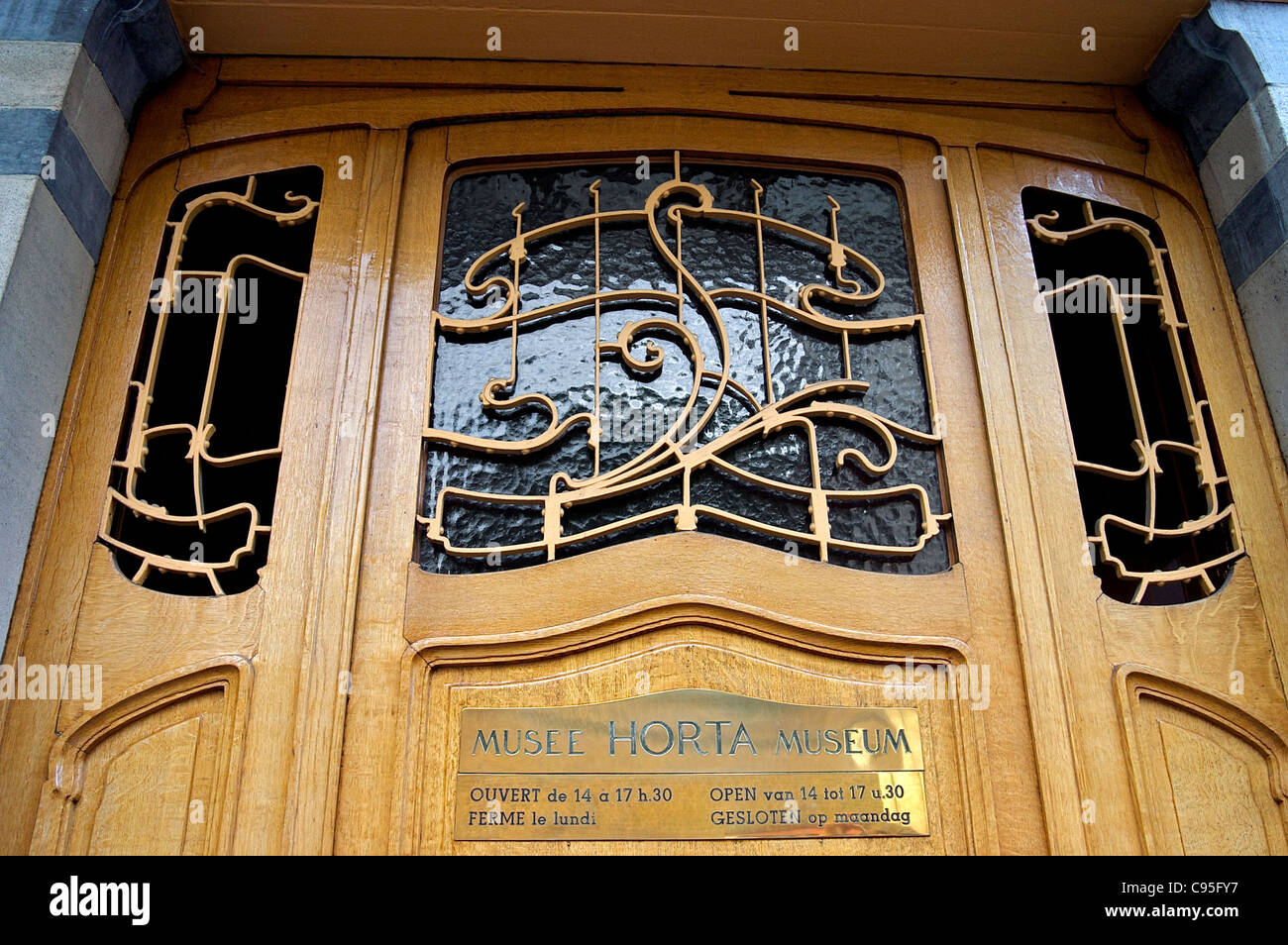 Porta per il Museo Horta, ex casa di stile Liberty architetto e designer Victor Horta inizio nel 1890 Foto Stock