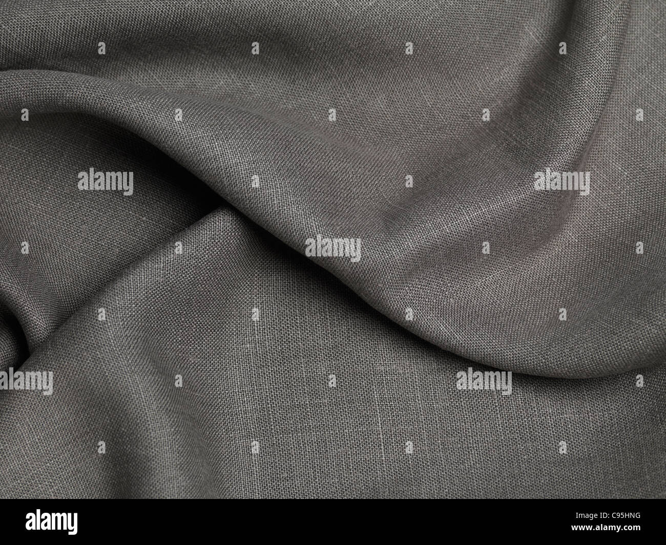 Closeup texture di sfondo di grigio naturale tessuto di lino Foto Stock