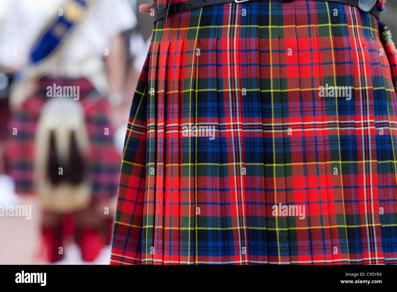 La Scozia, Edimburgo, il Royal Mile, il kilt Foto Stock