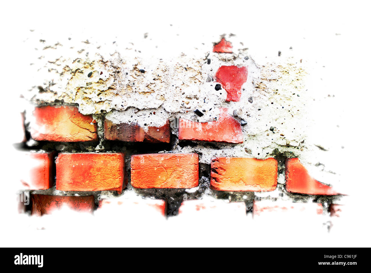 Rosso vecchio muro di mattoni in background. Foto Stock