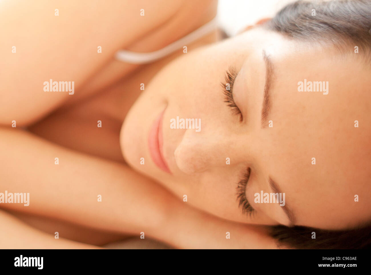 Donna che Dorme di close-up. Foto Stock