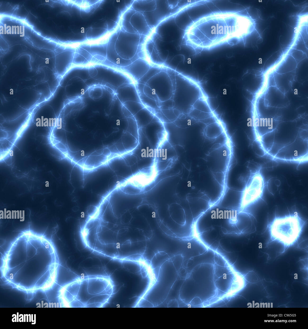 Computer grafica raffigurante l'elettricità che scorre in un liquido fluorescente o gas o altro mezzo. Foto Stock