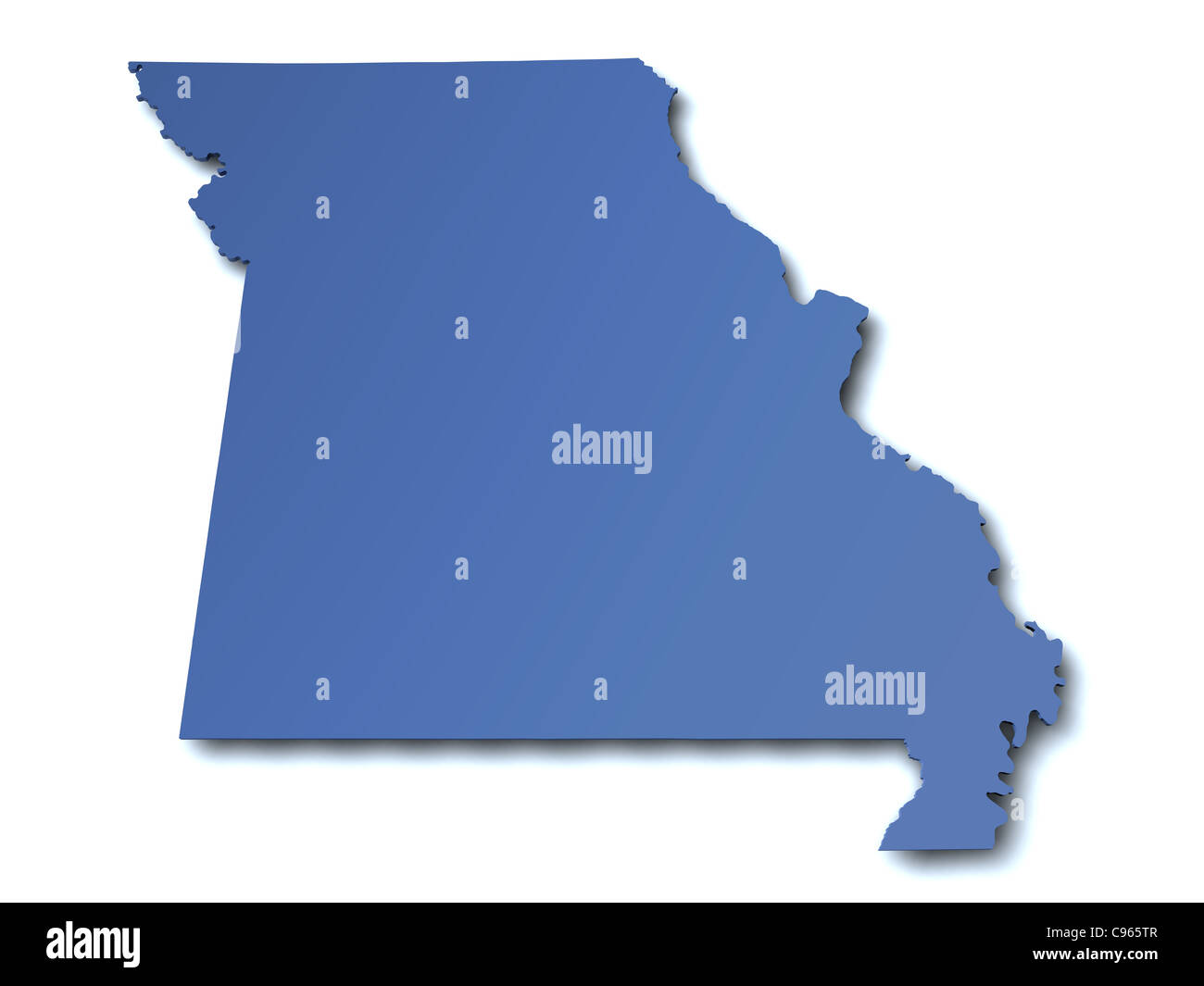 3d reso mappa dello stato del Missouri - USA Foto Stock