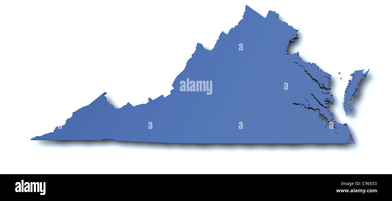 3d reso mappa dello stato della Virginia - USA Foto Stock
