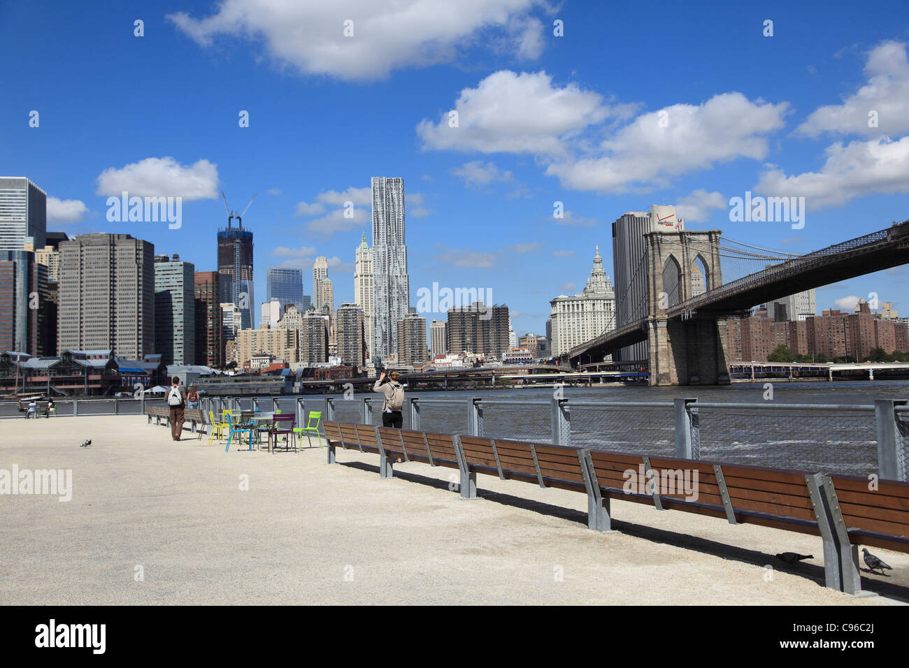 Ponte di Brooklyn Park, Pier 1, Brooklyn, New York City, Stati Uniti d'America Foto Stock
