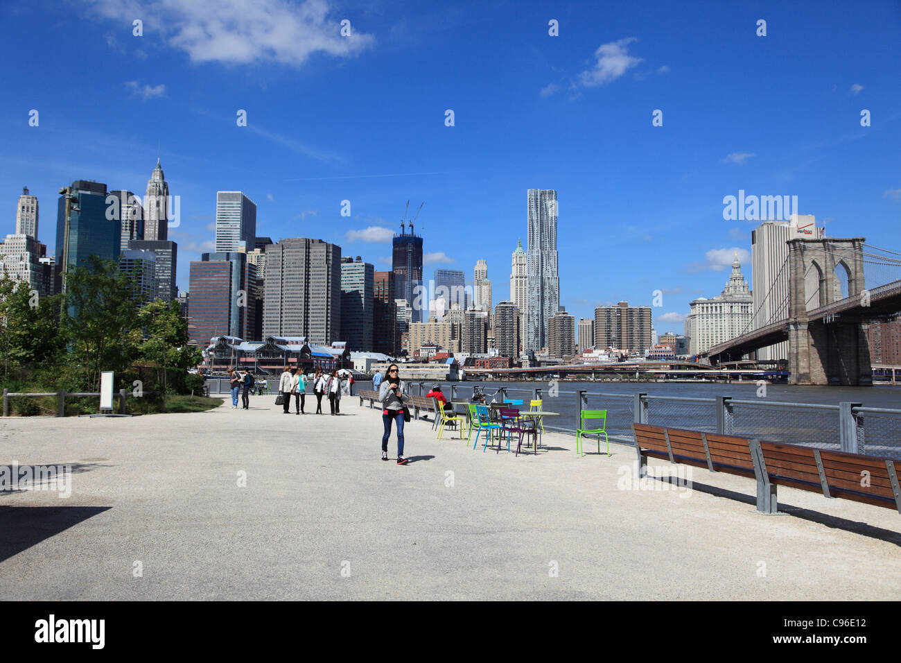 Ponte di Brooklyn Park, Pier 1, Brooklyn, New York City, Stati Uniti d'America Foto Stock