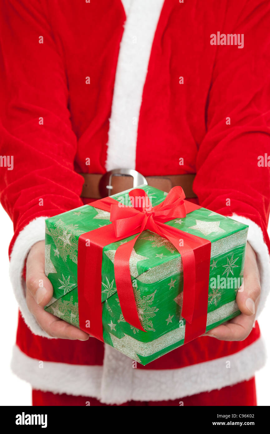Babbo Natale con il regalo di Natale per le vacanze Foto Stock
