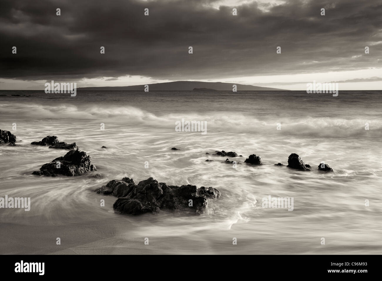 Tramonto a spiaggia di Wailea. Maui, Hawaii Foto Stock