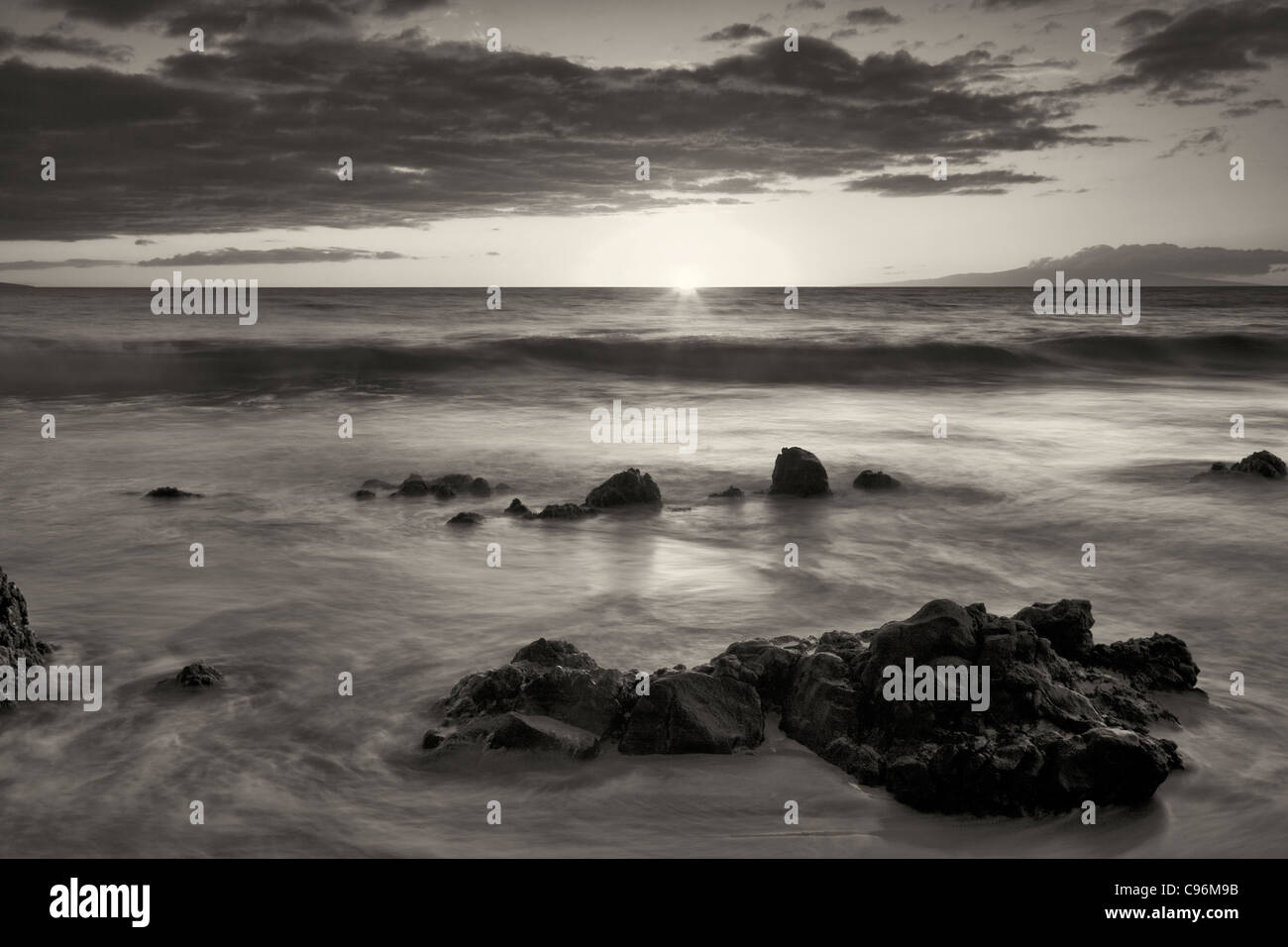 Tramonto a spiaggia di Wailea. Maui, Hawaii Foto Stock