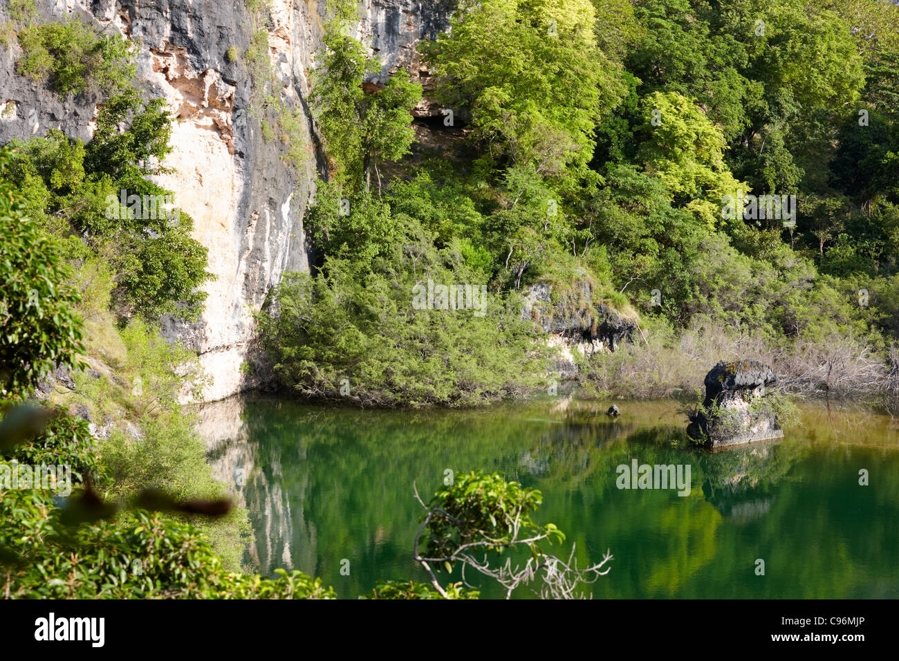 Laguna vicino al villaggio di com, Timor Orientale, Sud Est asiatico Foto Stock