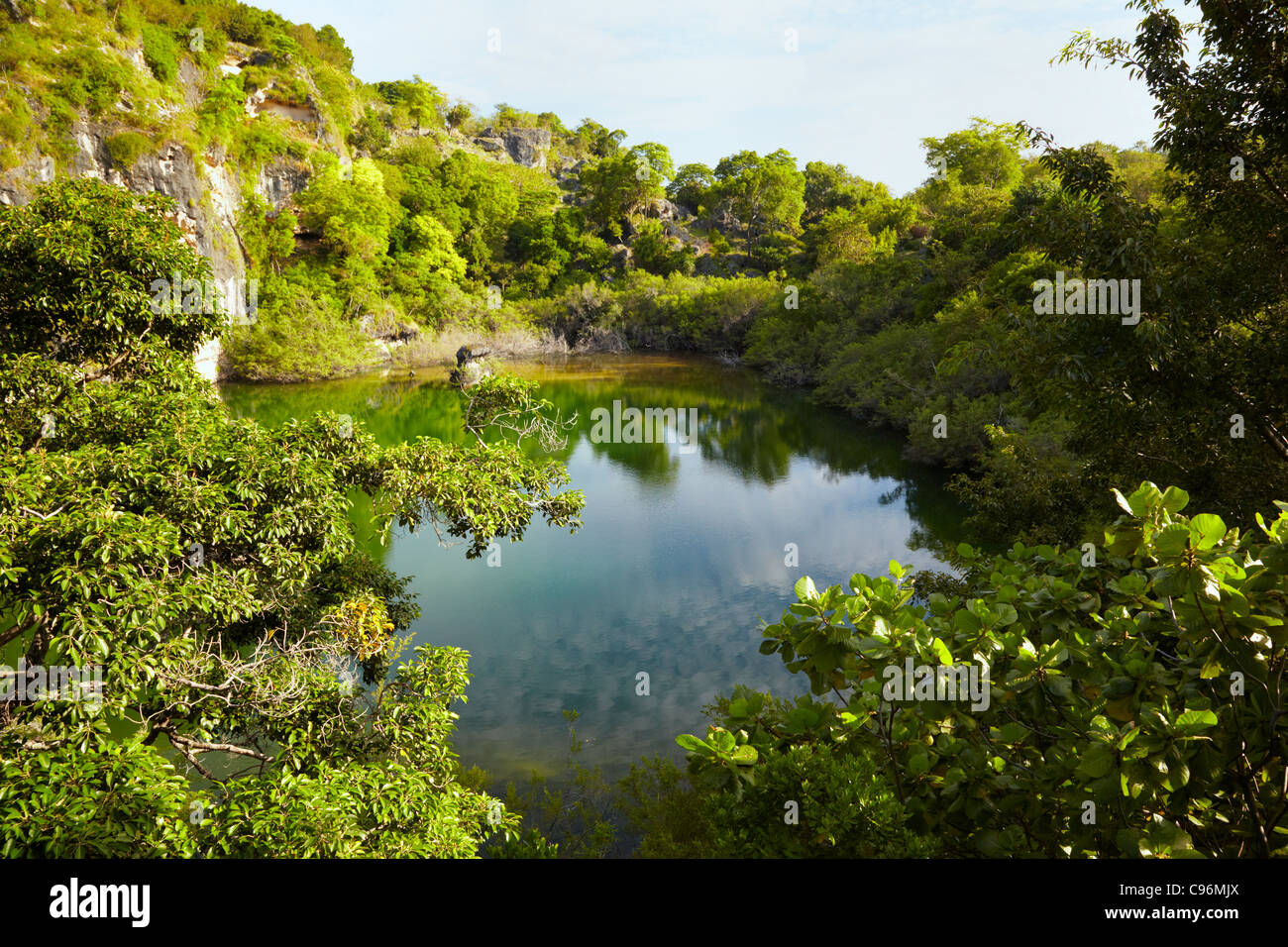 Laguna vicino al villaggio di com, Timor Orientale, Sud Est asiatico Foto Stock