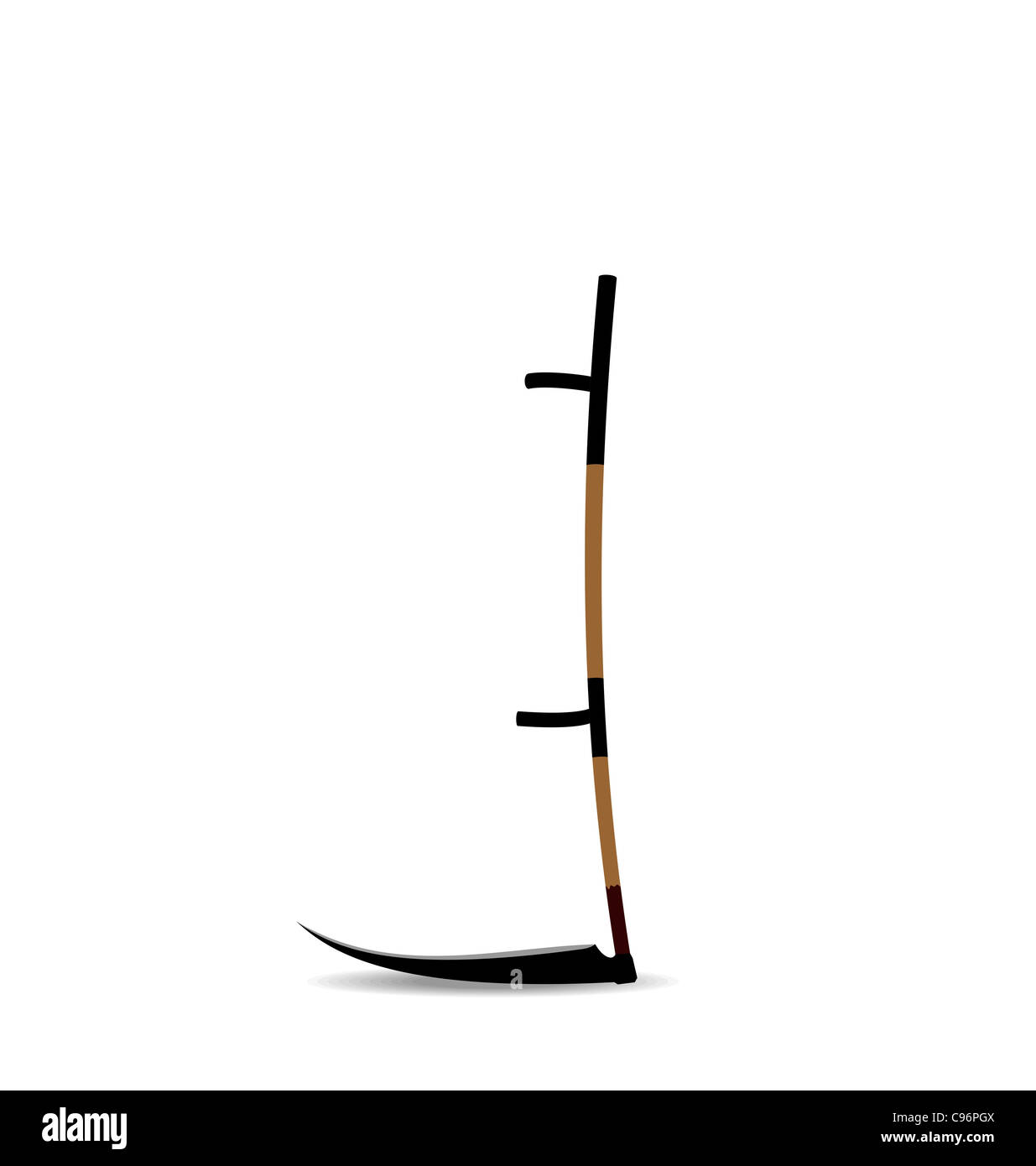 Illustrazione realistica la falciatrice a mano o falce isolati su sfondo bianco - vettore Foto Stock