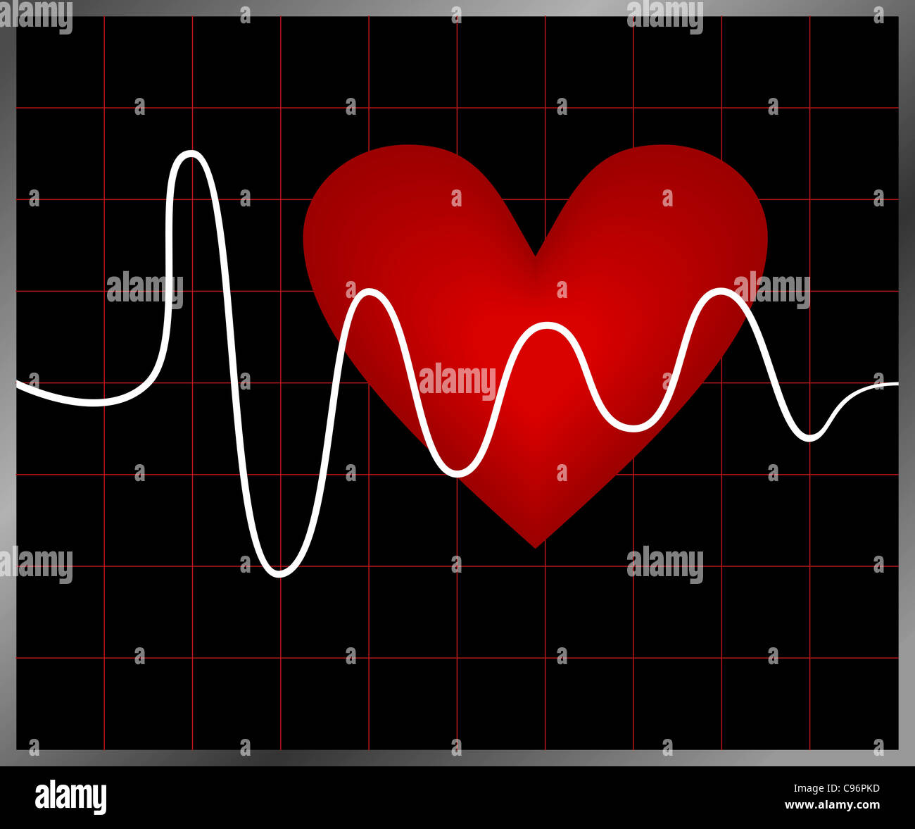 Sfondo modificabile con cuore e simbolo di heartbeat. Vettore Foto Stock