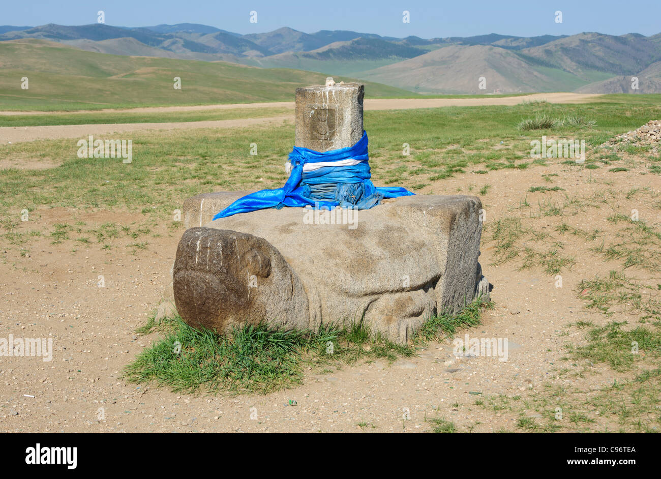 Le tartarughe di pietra di Erdene Zuu monastero (khiid) Karakorum, Mongolia. Unesco - Sito Patrimonio dell'umanità. Foto Stock