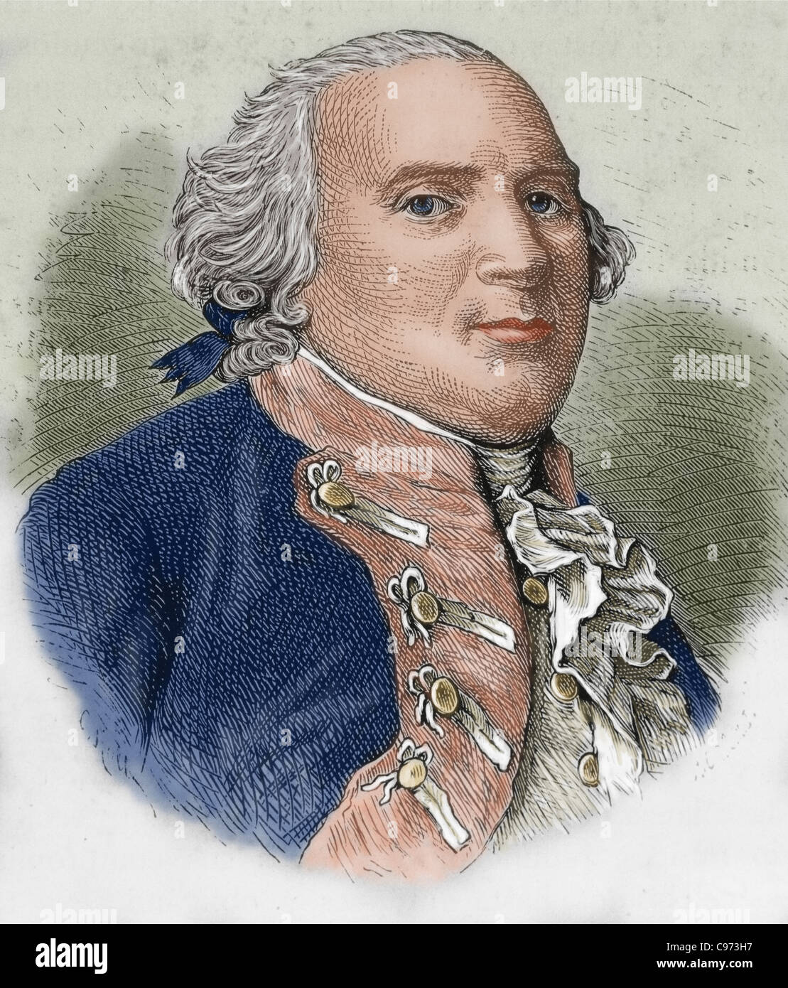 Federico Guglielmo II (1744-1797). King of Prussia fin dal 1786. Incisione colorata. Foto Stock