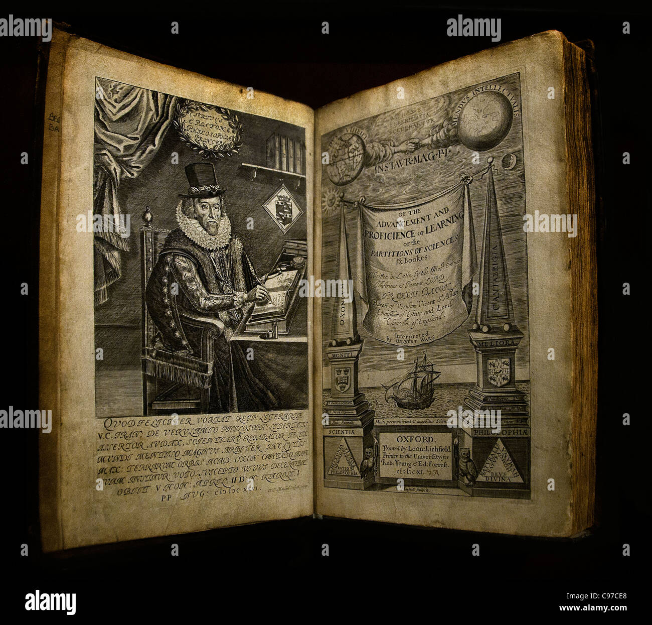 Francis Bacon 1561 il filosofo inglese avanzamento e Proficience di apprendimento Foto Stock