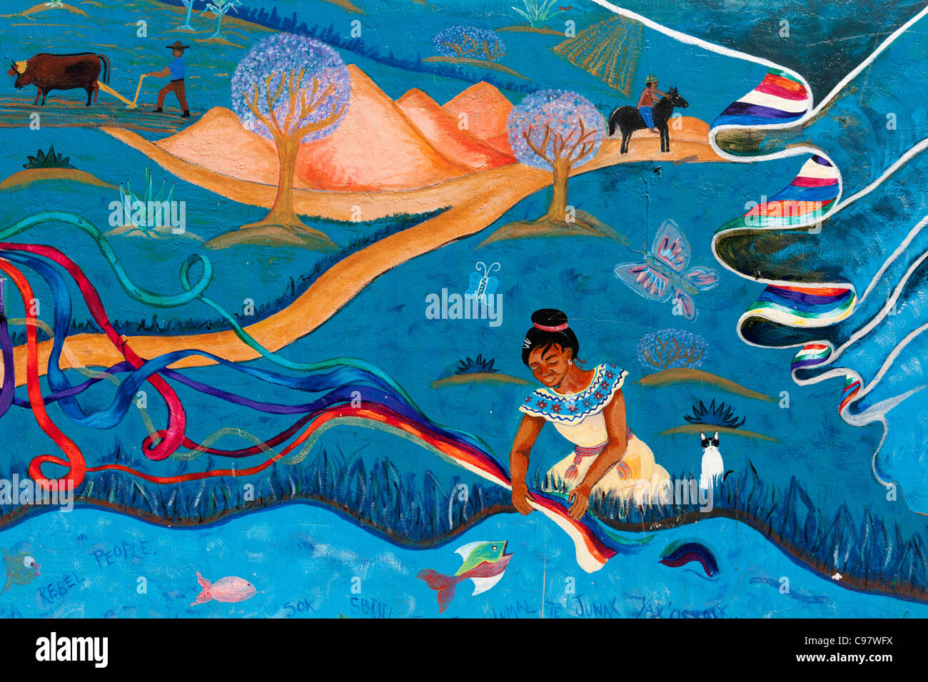 Luci della città libri murale zapatista, San Francisco Foto Stock