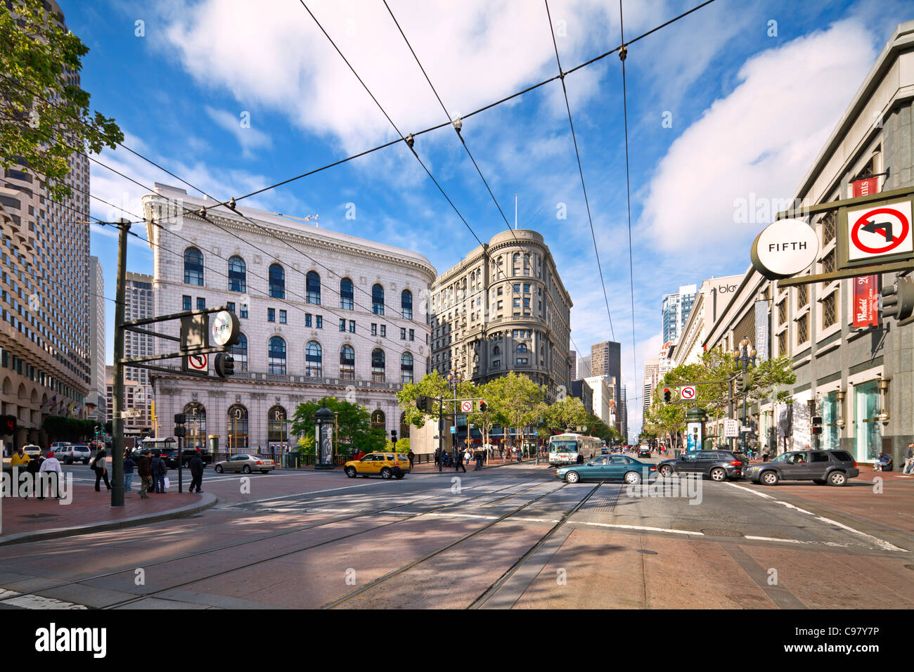 Market Street, il centro cittadino di San Francisco Foto Stock