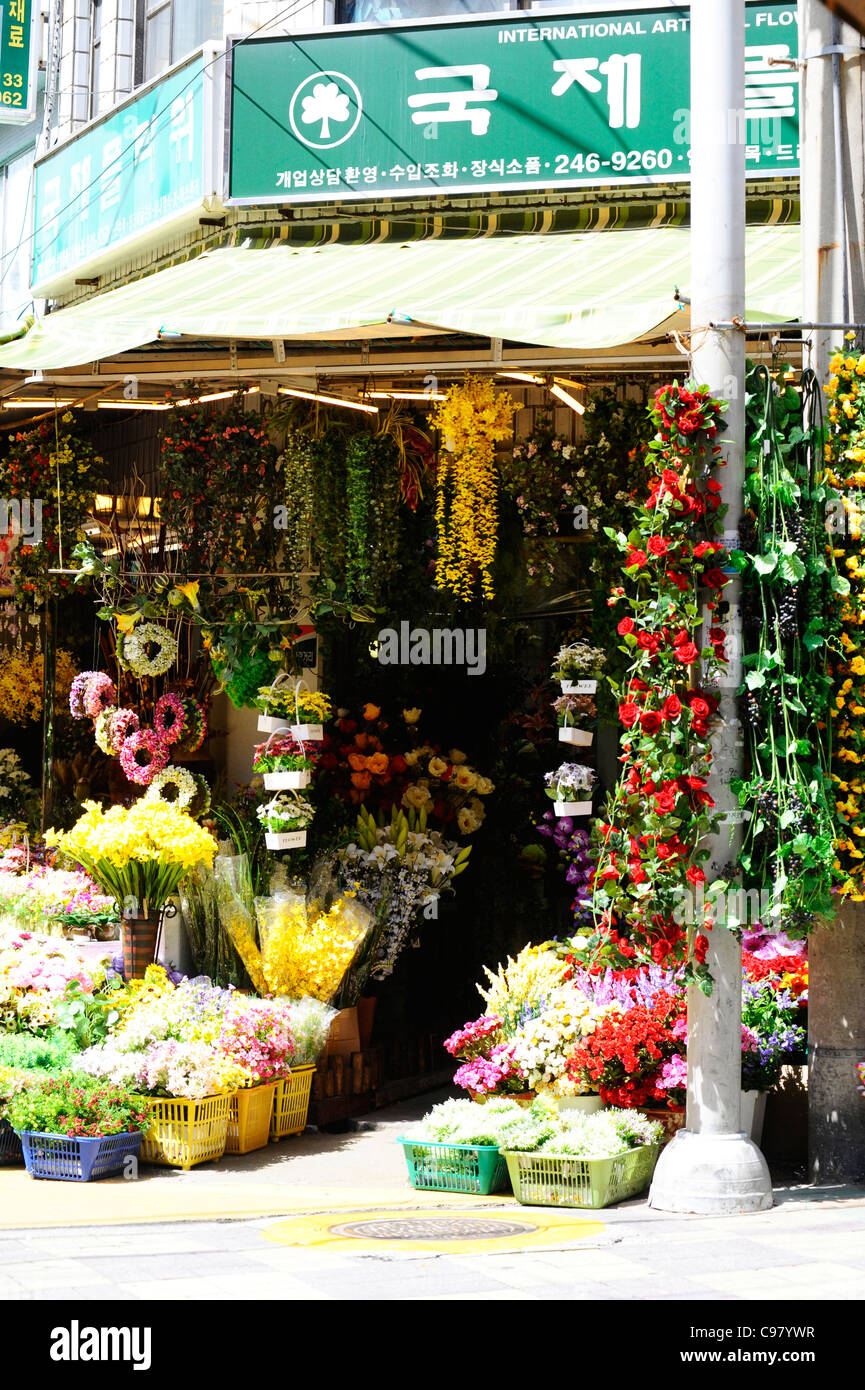 Un negozio di fiori in Busan, Corea del Sud. Foto Stock